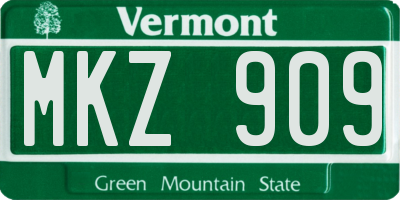 VT license plate MKZ909