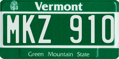 VT license plate MKZ910