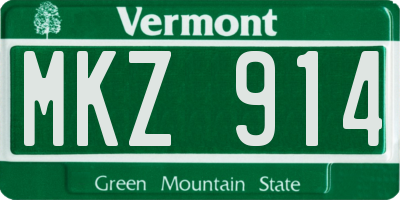 VT license plate MKZ914