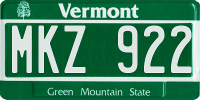 VT license plate MKZ922