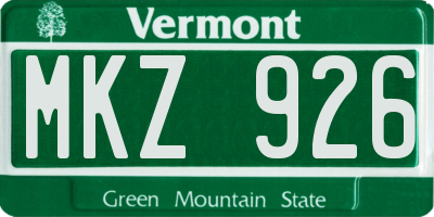 VT license plate MKZ926