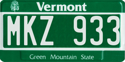 VT license plate MKZ933