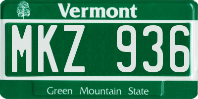 VT license plate MKZ936