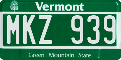 VT license plate MKZ939