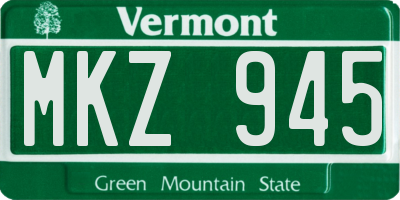 VT license plate MKZ945