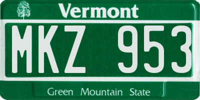 VT license plate MKZ953