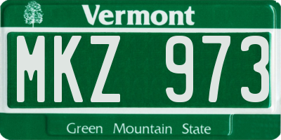 VT license plate MKZ973