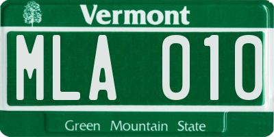 VT license plate MLA010