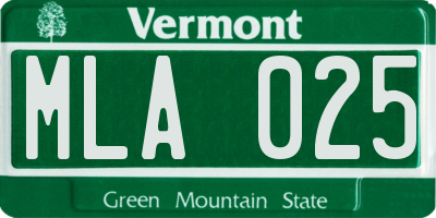 VT license plate MLA025