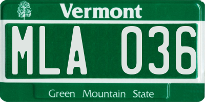 VT license plate MLA036