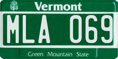 VT license plate MLA069