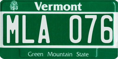 VT license plate MLA076
