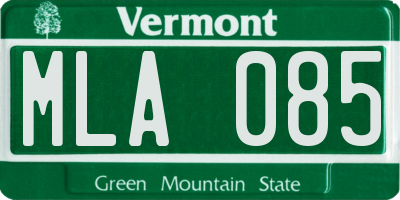 VT license plate MLA085