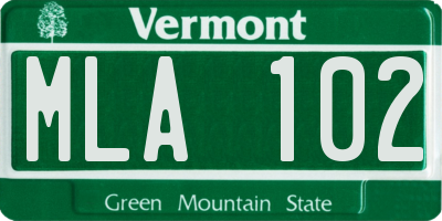 VT license plate MLA102