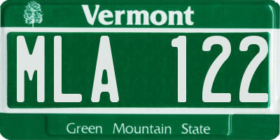 VT license plate MLA122