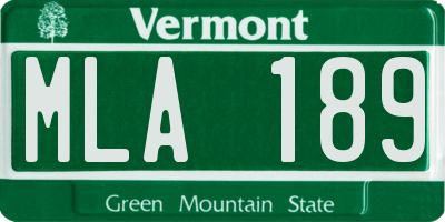 VT license plate MLA189