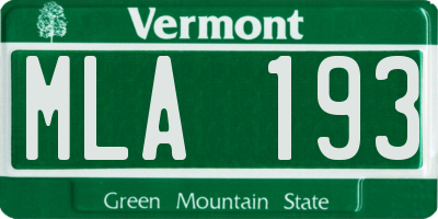 VT license plate MLA193