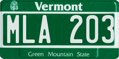VT license plate MLA203