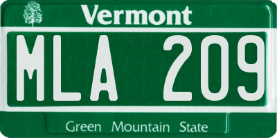 VT license plate MLA209