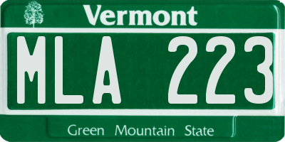 VT license plate MLA223