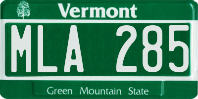 VT license plate MLA285