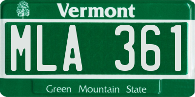 VT license plate MLA361