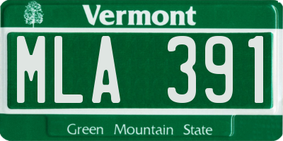 VT license plate MLA391