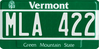 VT license plate MLA422