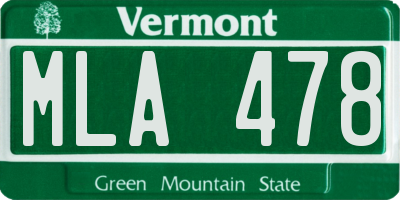 VT license plate MLA478