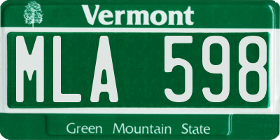 VT license plate MLA598