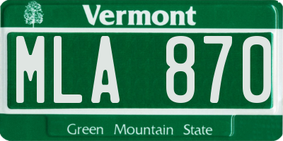 VT license plate MLA870