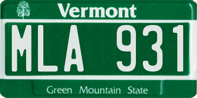 VT license plate MLA931