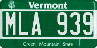 VT license plate MLA939