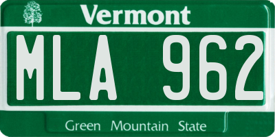 VT license plate MLA962