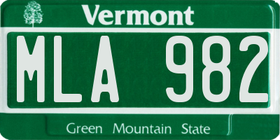 VT license plate MLA982