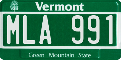 VT license plate MLA991