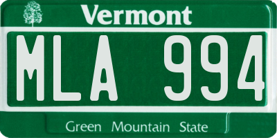 VT license plate MLA994