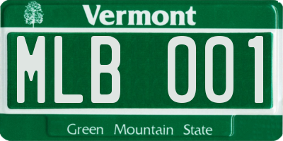 VT license plate MLB001