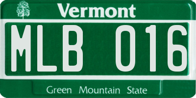 VT license plate MLB016