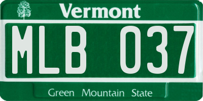 VT license plate MLB037
