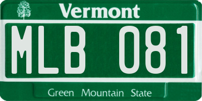 VT license plate MLB081