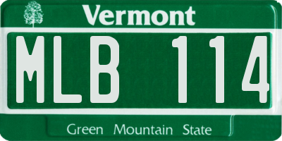 VT license plate MLB114