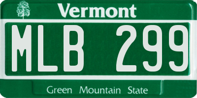 VT license plate MLB299