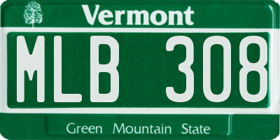 VT license plate MLB308