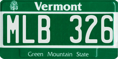 VT license plate MLB326