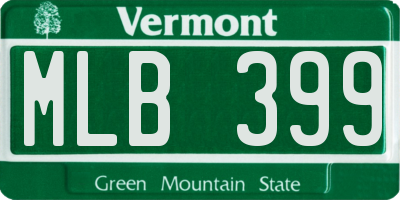 VT license plate MLB399