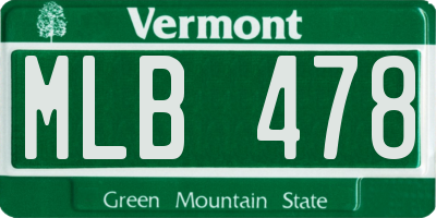 VT license plate MLB478
