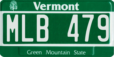 VT license plate MLB479