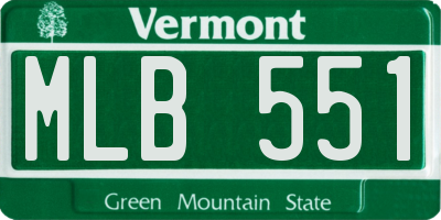 VT license plate MLB551