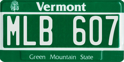 VT license plate MLB607